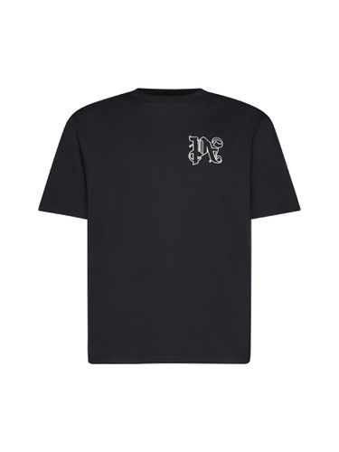 T-shirt With Monogram - Palm Angels - Modalova