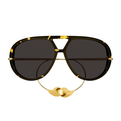 Bottega Veneta Bv1273s Linea Unapologetic 005 Havana Gold Grey Sunglasses - Bottega Veneta Eyewear - Modalova