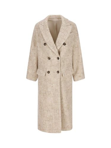 Double-breasted Checked Coat - Brunello Cucinelli - Modalova