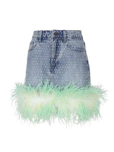 Denim Skirt With Rhinestone Feathers - self-portrait - Modalova