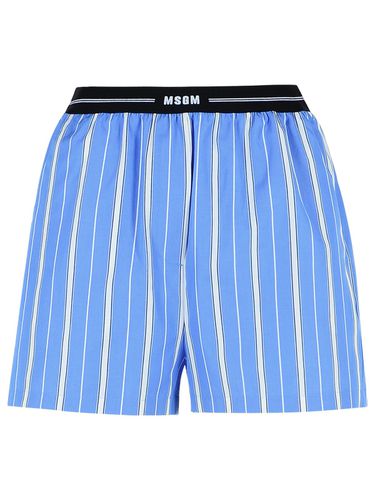 MSGM Blue Cotton Shorts - MSGM - Modalova