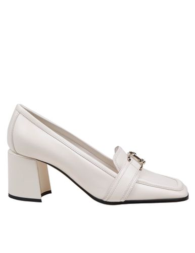 Loafers With Heel In Milk Color Leather - Jimmy Choo - Modalova