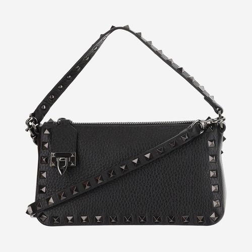 Garnet Calfskin Rockstud Shoulder Bag Small - Valentino Garavani - Modalova