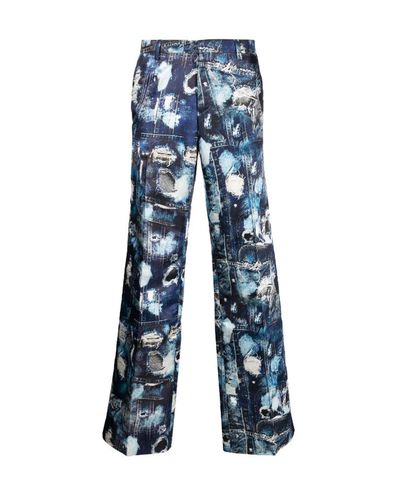 Wide Trousers With Iconic Denim Pattern - John Richmond - Modalova