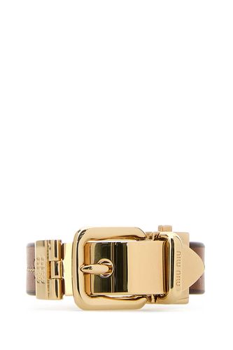 T Wo-tone Metal And Leather Bracelet - Miu Miu - Modalova