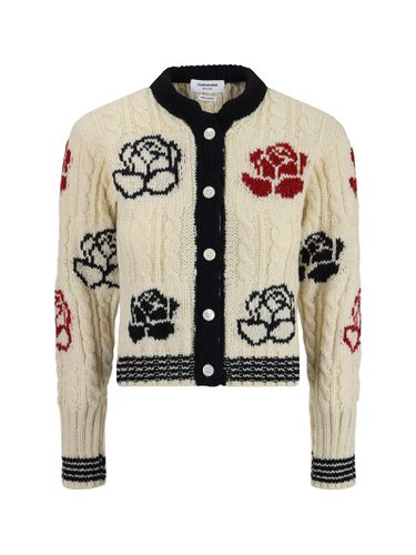 Rose Intarsia Cable Knit Cardigan - Thom Browne - Modalova