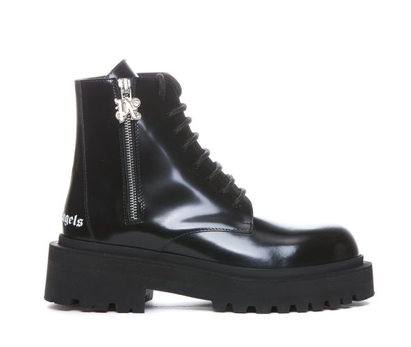 Printed Combat Ankle Boots - Palm Angels - Modalova