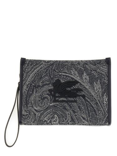 Navy Blue Pouch With Paisley Jacquard Motif - Etro - Modalova