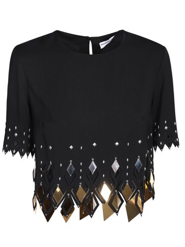 Crop Top With Diamond Shaped Appliqués - Paco Rabanne - Modalova