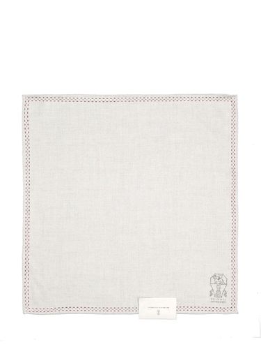 Logo Patch Finished Edge Pocket Square - Brunello Cucinelli - Modalova