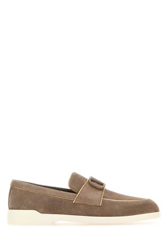 Dove Grey Suede Vlogo Loafers - Valentino Garavani - Modalova