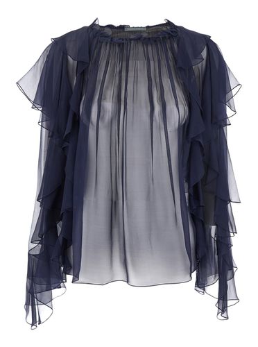 Shirt With Ruffle Detail In Silk Chiffon Woman - Alberta Ferretti - Modalova