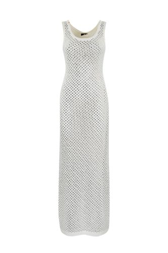 Net Stitch Cotton Dress With Rhinestones - Elisabetta Franchi - Modalova