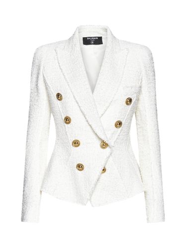 Double-breasted Tweed Blazer With Logo Buttons - Balmain - Modalova