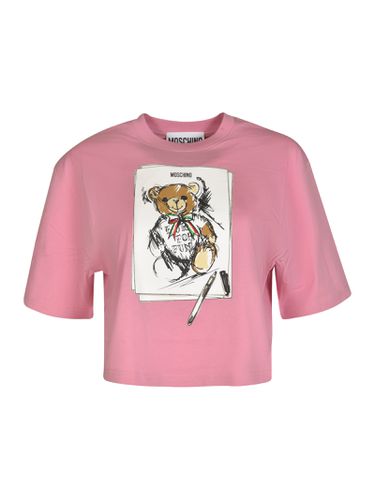 Teddy Print Cropped T-shirt - Moschino - Modalova