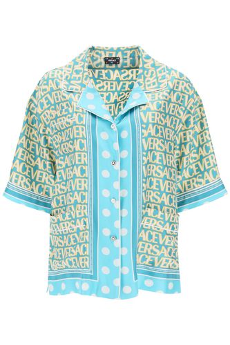 Versace Light Blue Silk Shirt - Versace - Modalova