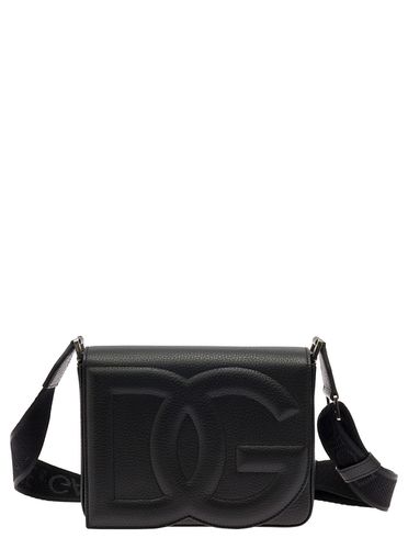 Medium Dg Logo Crossbody Bag With Quilted Logo In Leather And Cotton Man - Dolce & Gabbana - Modalova