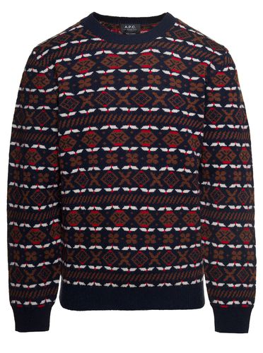 A. P.C. john Multicolor Crewneck Sweater With Intarsia Knit In Wool Man - A.P.C. - Modalova