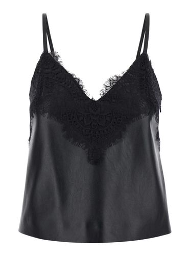 Top With Lace Trim In Eco Leather And Fabric Woman - Alberta Ferretti - Modalova