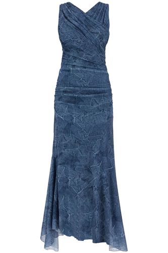 Ganni Denim Print Mesh Dress - Ganni - Modalova