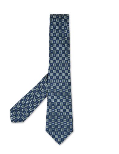 And Green Tie With Geometric Micro Pattern - Kiton - Modalova