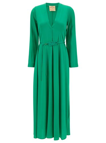 Forte_Forte Long Dress With Belt And Long Sleeves In Stretch Silk Woman - Forte Forte - Modalova