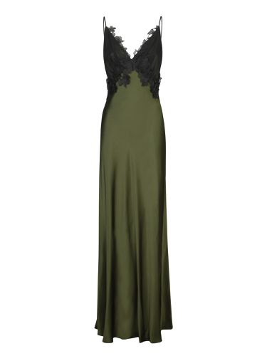 Long Satin Lace Black- Dress - Alberta Ferretti - Modalova