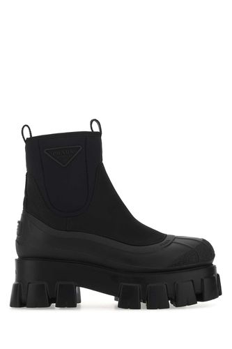 Black Fabric And Re-nylon Monolith Ankle Boots - Prada - Modalova