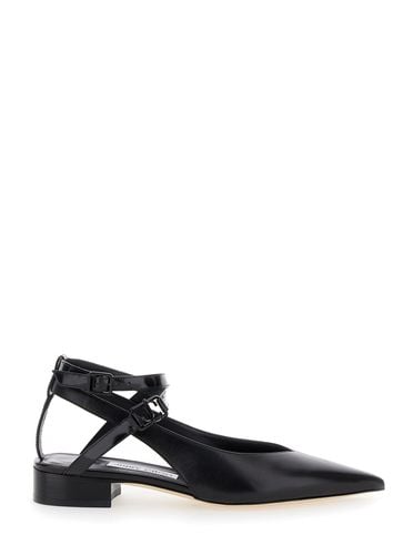 Jemima Black Flat Shoes With Logo Detail In Smooth Leather Woman - Jimmy Choo - Modalova