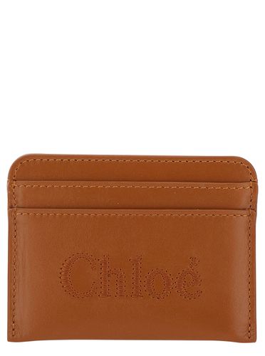 Sense Camel Brown Card-holder With Tonal Logo Embroidery In Leather Woman - Chloé - Modalova