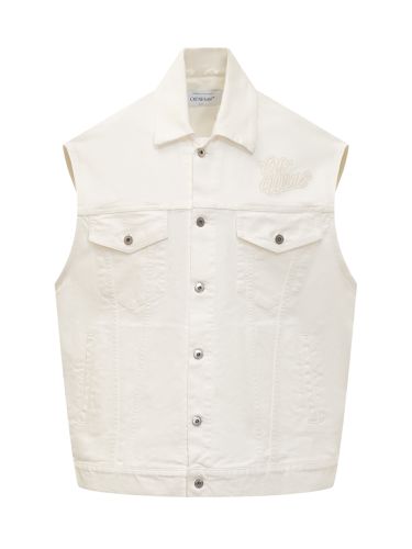 Off-White Denim Vest With Logo - Off-White - Modalova