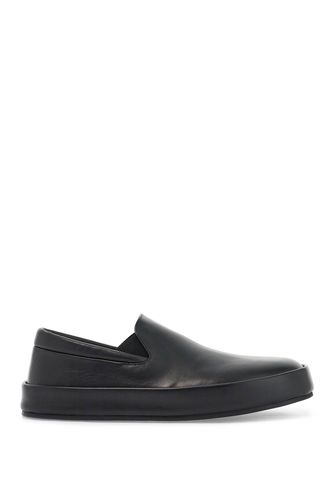 Minimalist Black Calfskin Slip-on Slippers With Rubber Sole - Marsell - Modalova