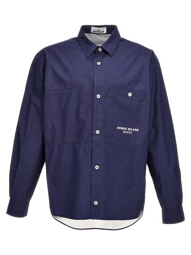 Stone Island Logo Print Overshirt - Stone Island - Modalova