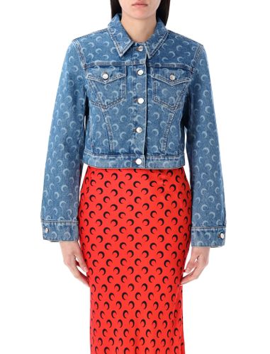 Moon Laser Denim Cropped Jacket - Marine Serre - Modalova