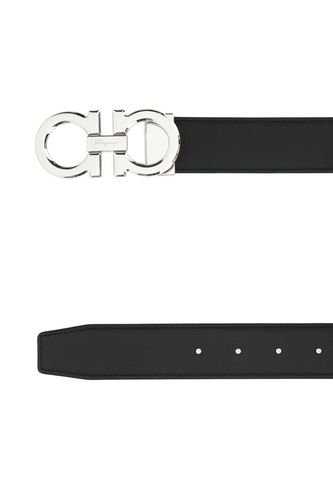Black Leather Reversible Belt - Ferragamo - Modalova
