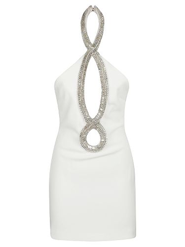 Halter Neck Embellished Off-shoulder Short Dress - retrofete - Modalova