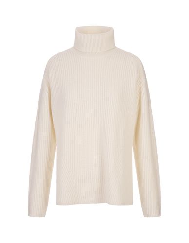 Want High Neck Sweater In White Ribbed Cashmere - Parosh - Modalova