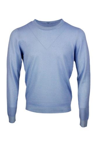 Lightweight Crew-neck Long-sleeved Sweater Made Of Garment-dyed Soft Light Cashmere - Malo - Modalova