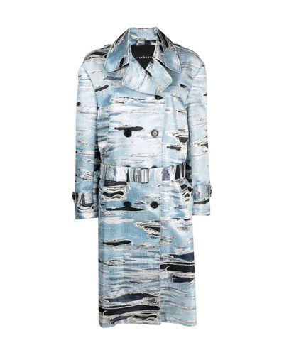 Double-breasted Trench Coat With Iconic Runway Denim-effect Pattern - John Richmond - Modalova