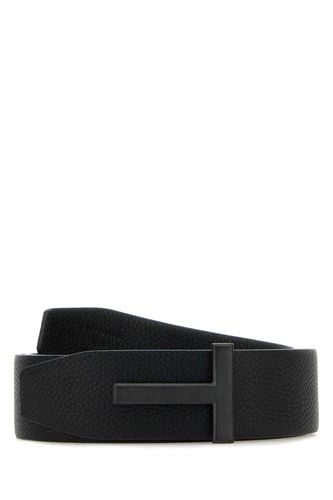 Tom Ford Black Leather T Icon Belt - Tom Ford - Modalova