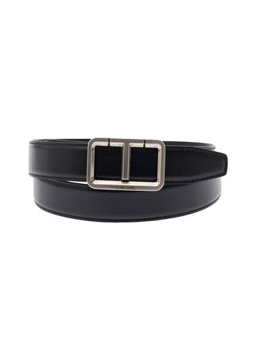 Belt With T Buckle In Smooth Leather Man - Tom Ford - Modalova