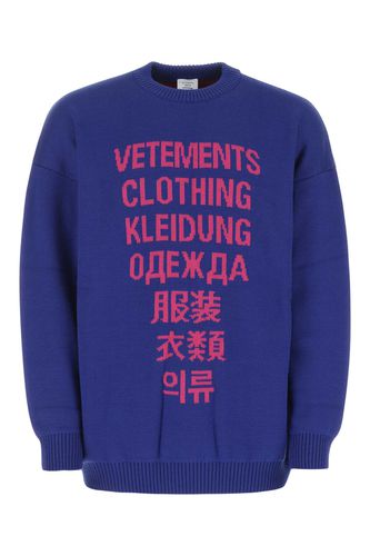 Blue Wool Oversize Sweater - VETEMENTS - Modalova