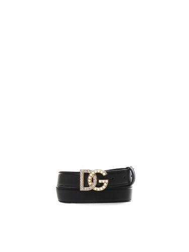 Logo Belt With Shiny Buckle - Dolce & Gabbana - Modalova