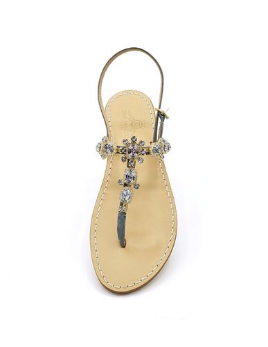 Via Krupp Gray Suede Jewel Sandals - Dea Sandals - Modalova