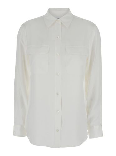 Signature Shirt With Patch Pockets In Satin Woman - Equipment - Modalova