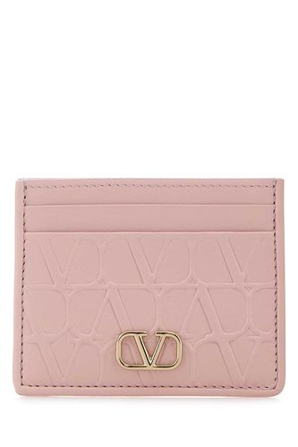 Pastel Pink Leather Vlogo Card Holder - Valentino Garavani - Modalova