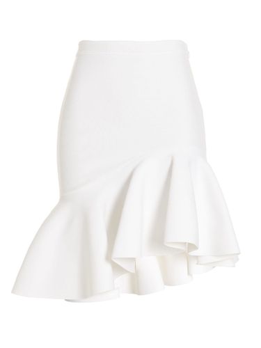 White Short Skirt With Asymmetrical Peplum Hemline - Alexander McQueen - Modalova