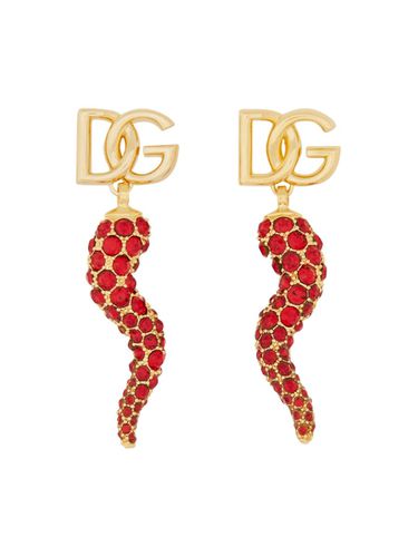 Earring With Logo And Cornet - Dolce & Gabbana - Modalova