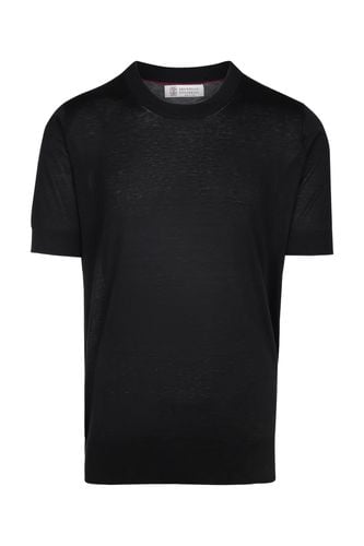 Black Cotton And Silk T-shirt - Brunello Cucinelli - Modalova