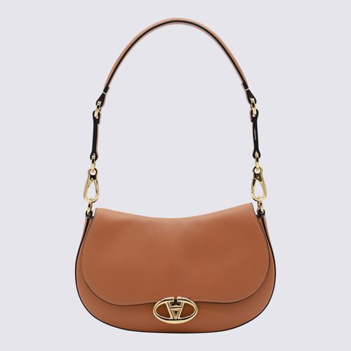 Brown Leather Ovhal Shoulder Bag - Valentino Garavani - Modalova